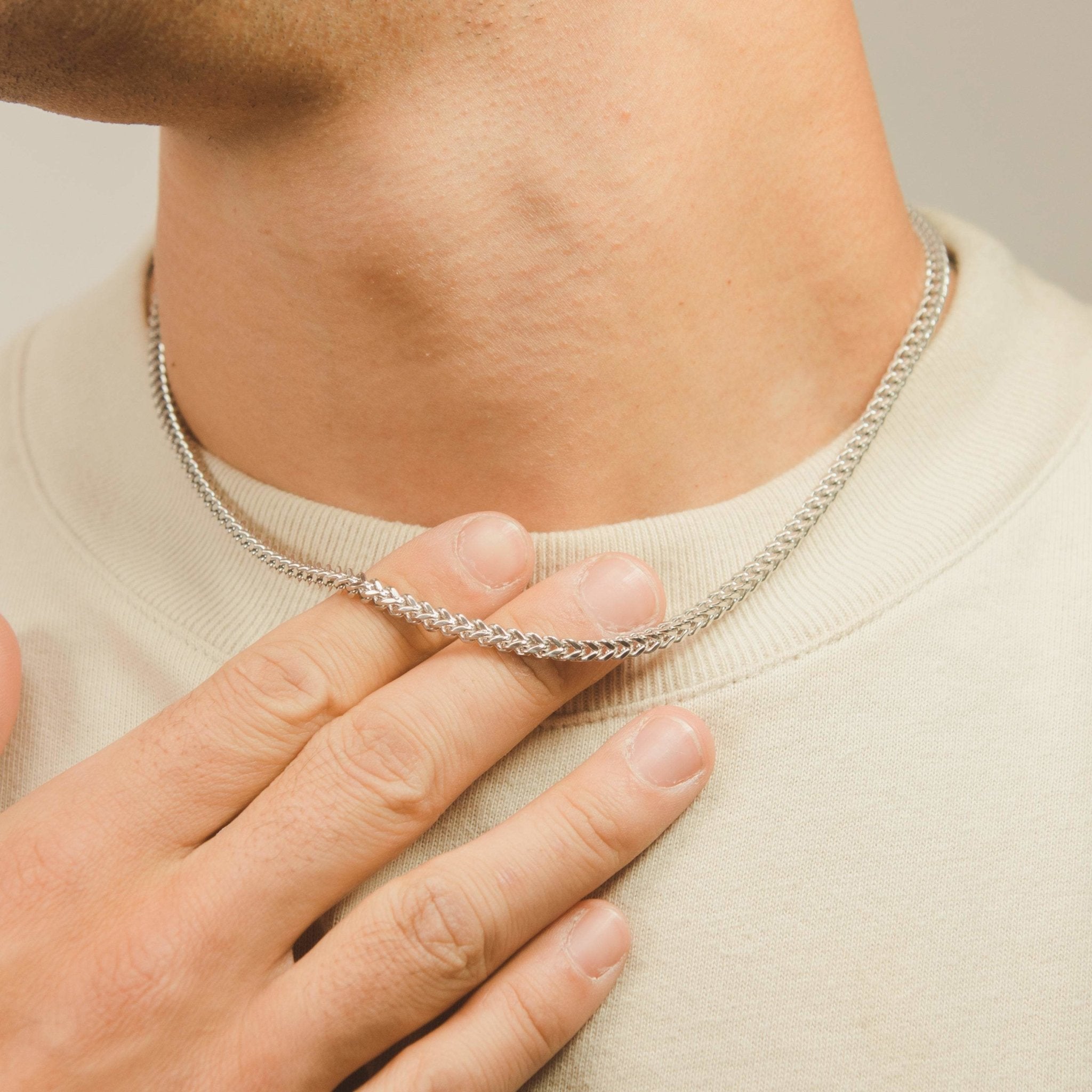 3mm Franco Chain - White Gold - Cernucci